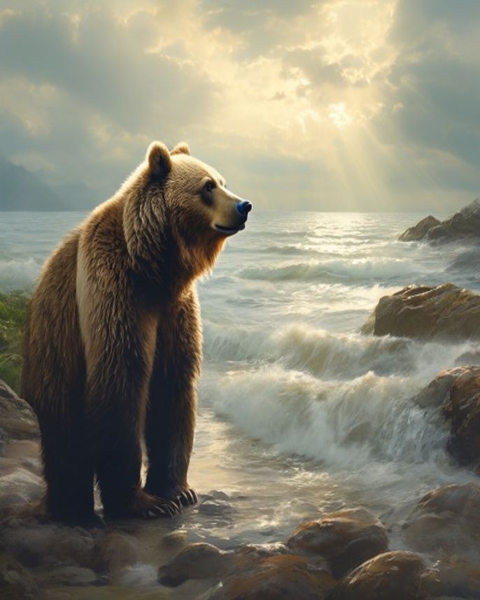 Misty Morning Bear Wall Art