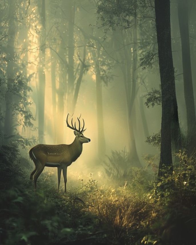 Misty Moment Deer Wall Art Print