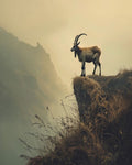 Misty Serenity Mountain Goat Wall Art