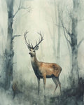 Misty Encounter Deer Wall Art