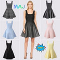 Sleeveless Square Neck Knit A Line Mini Dress
